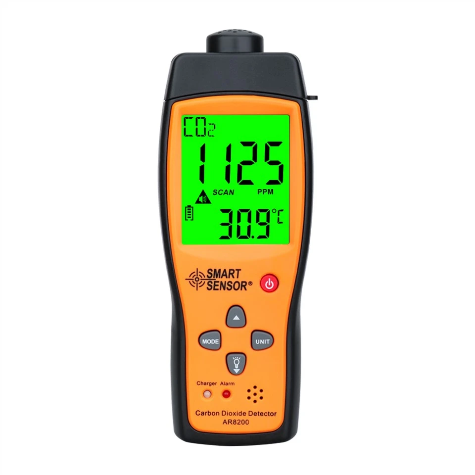 Bärbar CO2 koldioxiddetektor